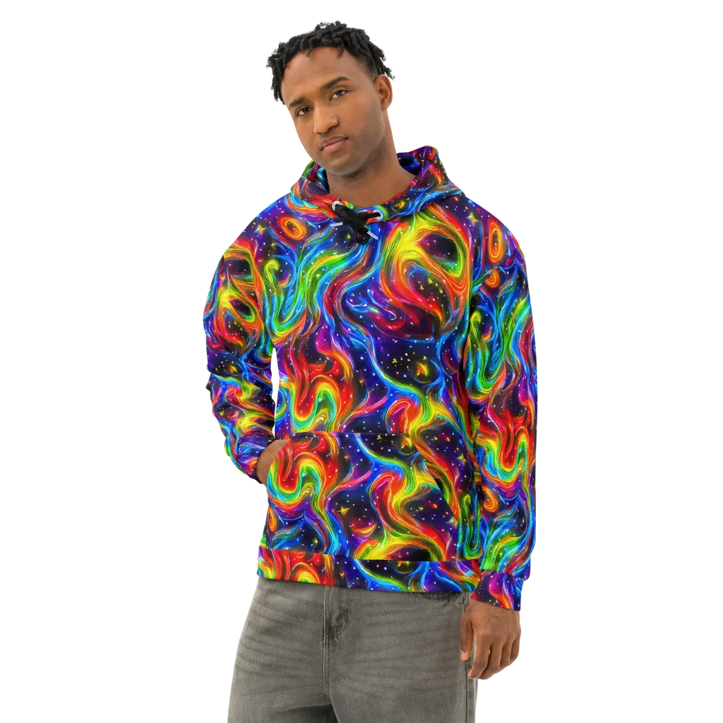 Rainbow Eclipse on Cotton Hoodie — Left Front
