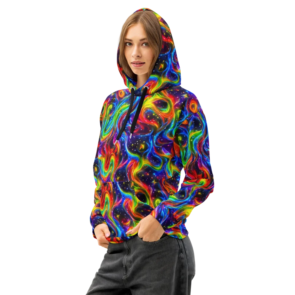 Rainbow Eclipse on Cotton Hoodie — Left Front