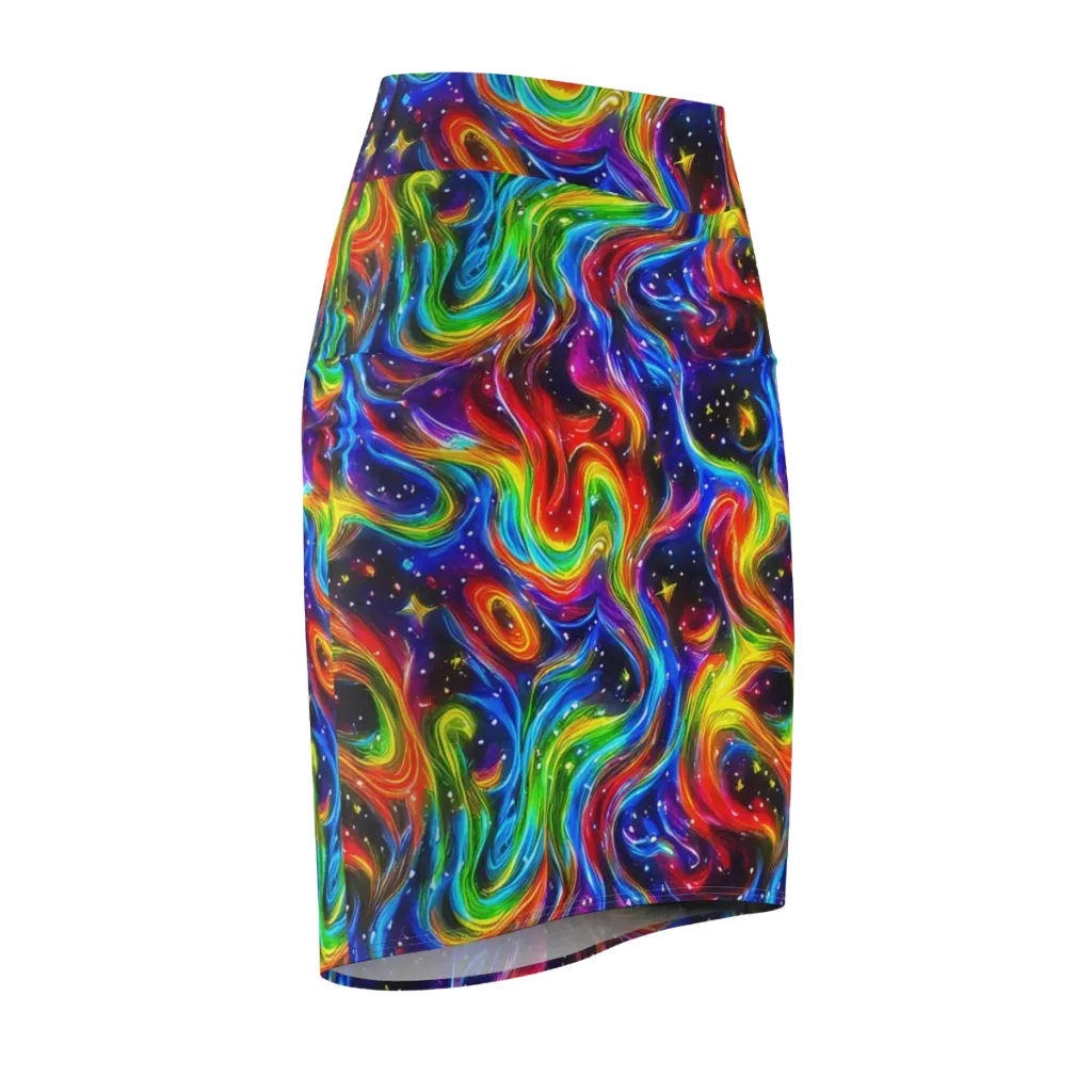 Rainbow Eclipse on Pencil Skirt — Front Side