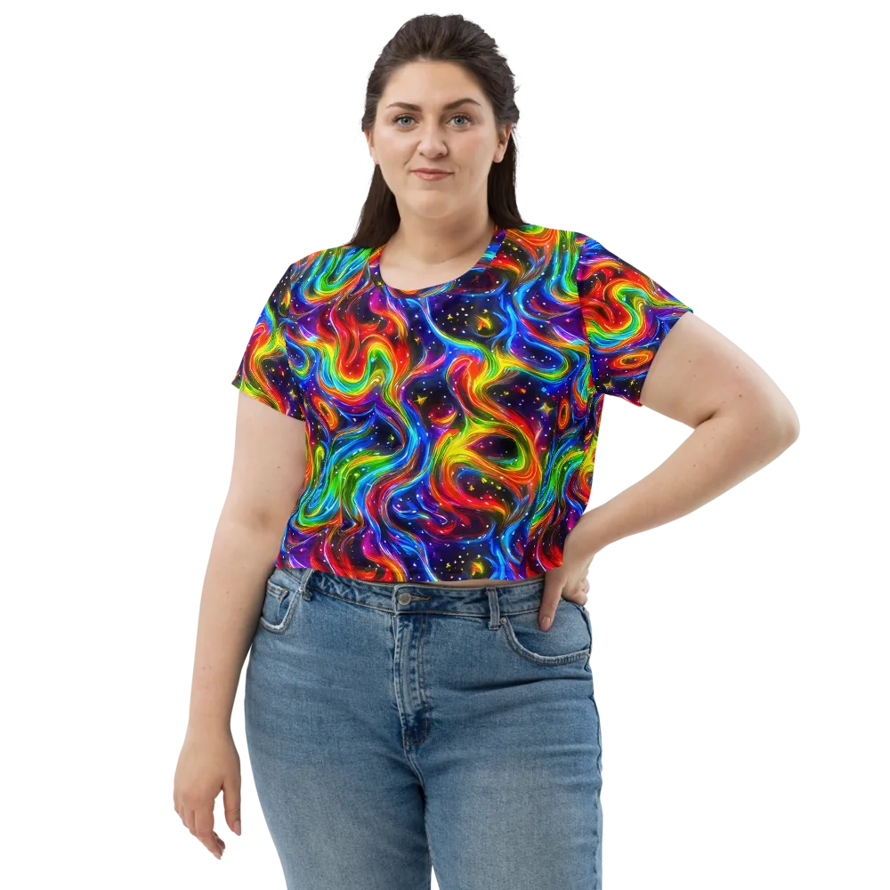 Rainbow Eclipse on Crop Tee — Front