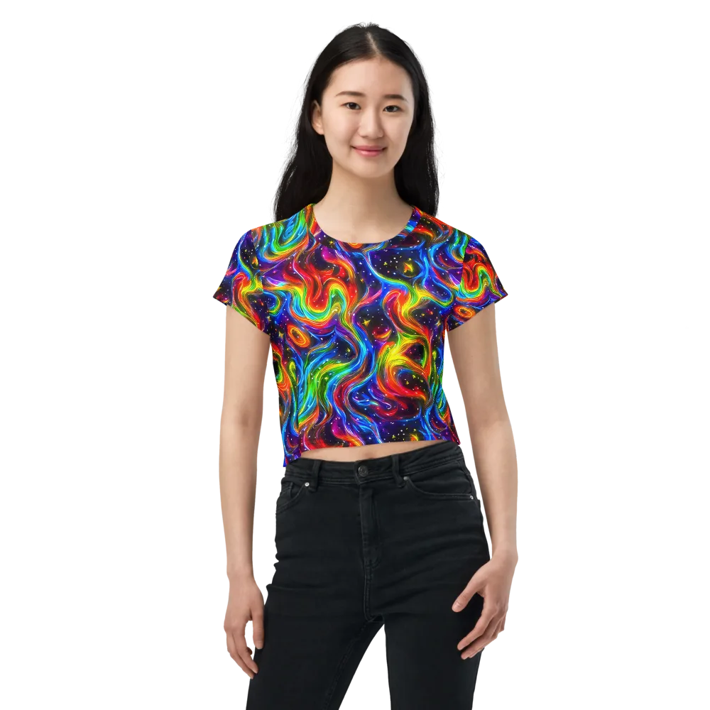 Rainbow Eclipse on Crop Tee — Front