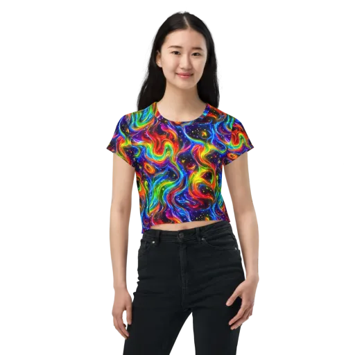 Rainbow Eclipse on a Crop Tee