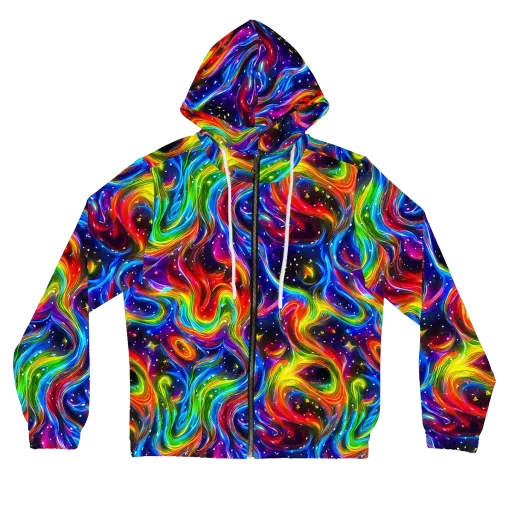 Rainbow Eclipse on a Women's Full-Zip Hoodie