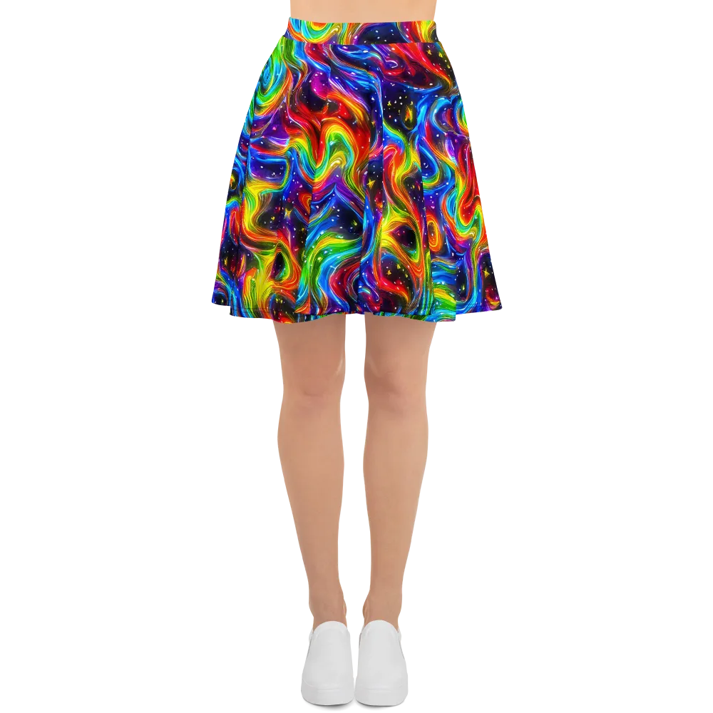 Rainbow Eclipse on Skater Skirt — Front