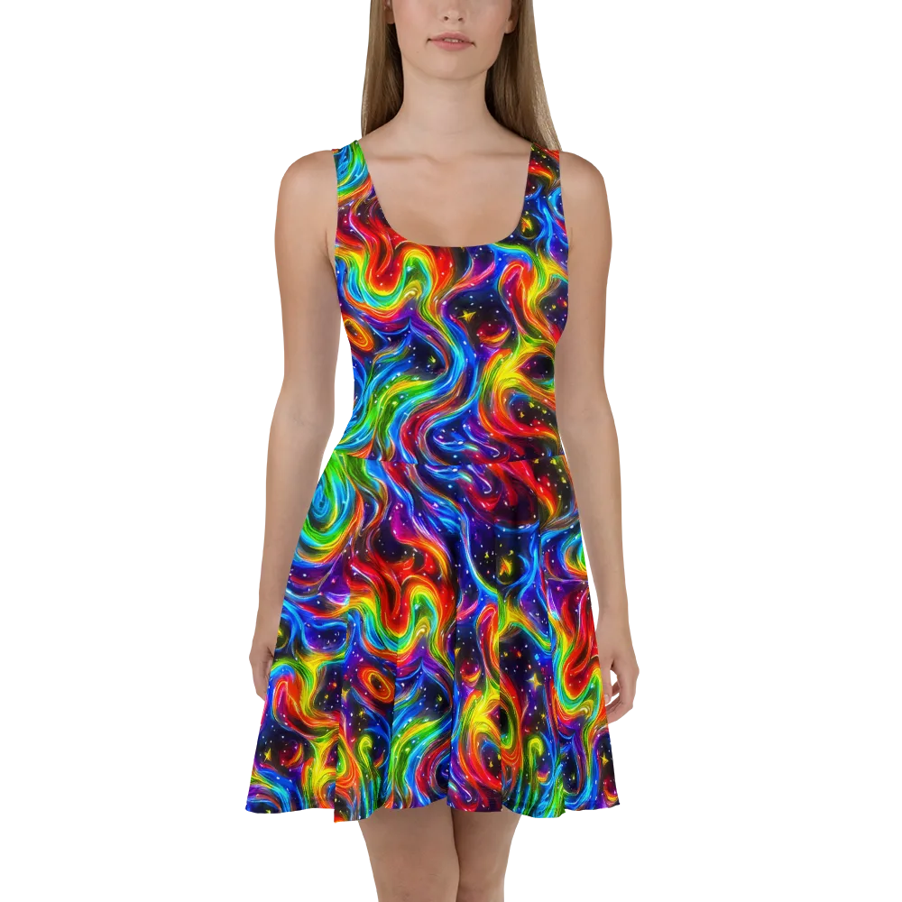 Rainbow Eclipse on Skater Dress — Front
