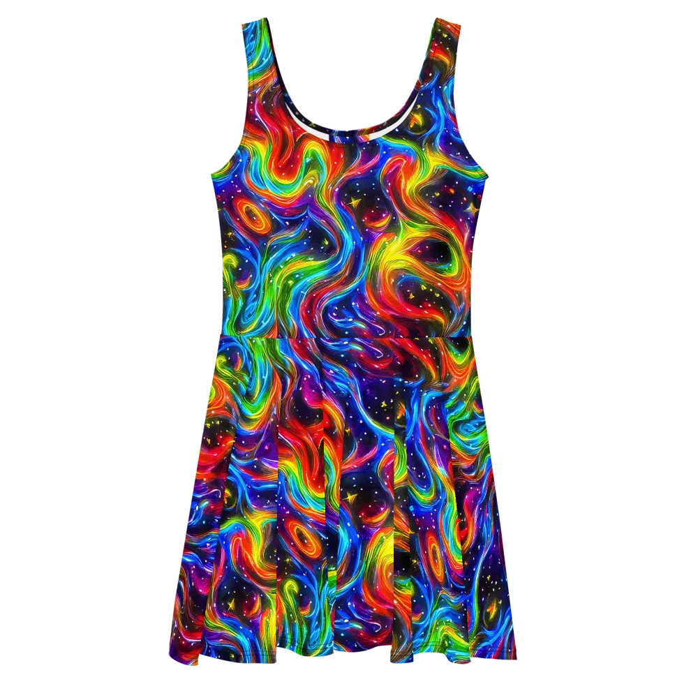 Rainbow Eclipse on Skater Dress — Front