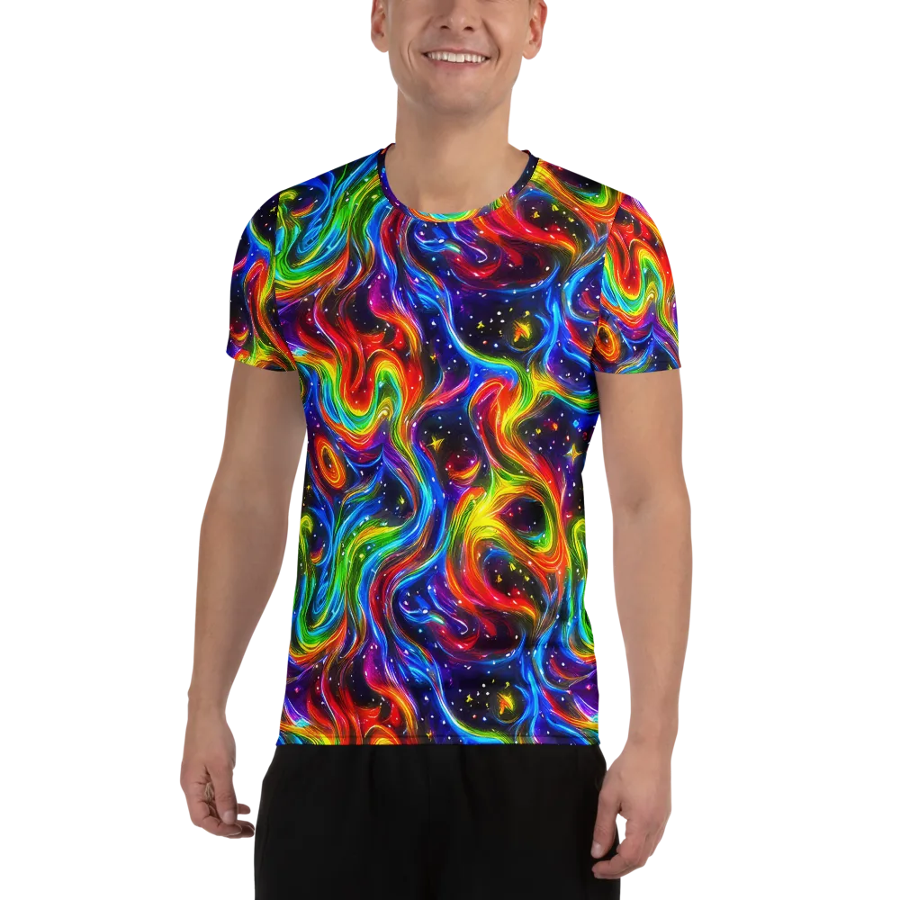 Rainbow Eclipse on Men's Athletic T-Shirt — Front