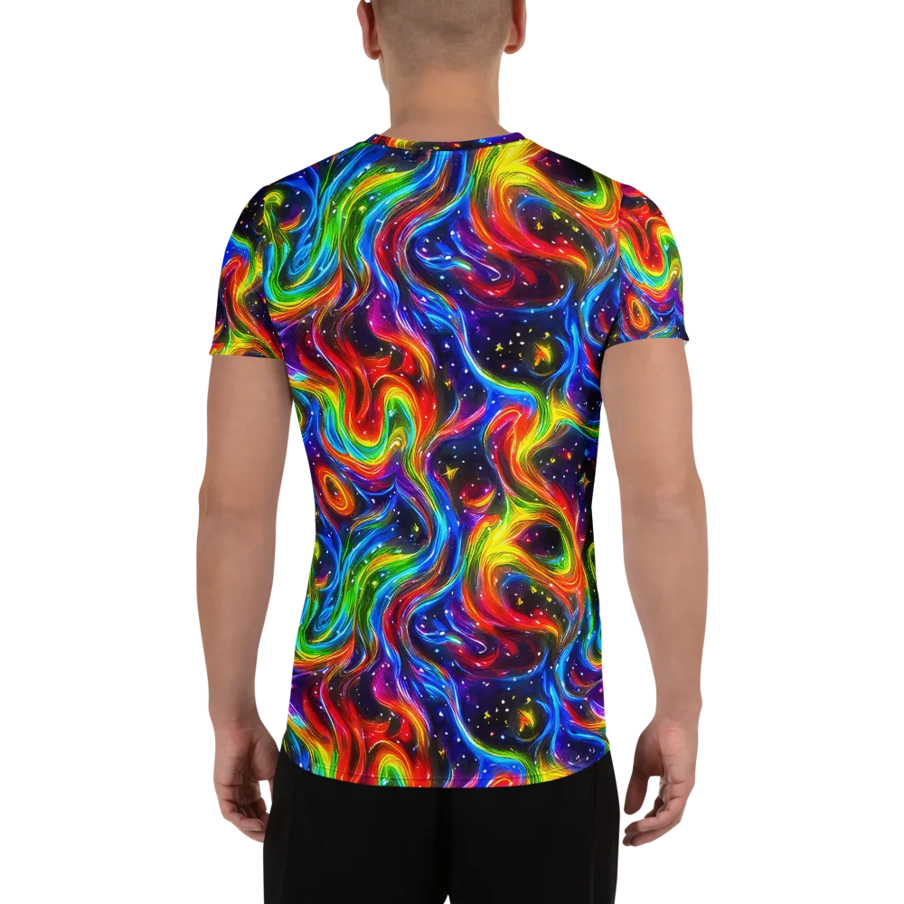 Rainbow Eclipse on Men's Athletic T-Shirt — Back