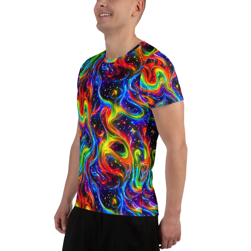 Rainbow Eclipse on Men's Athletic T-Shirt — Left