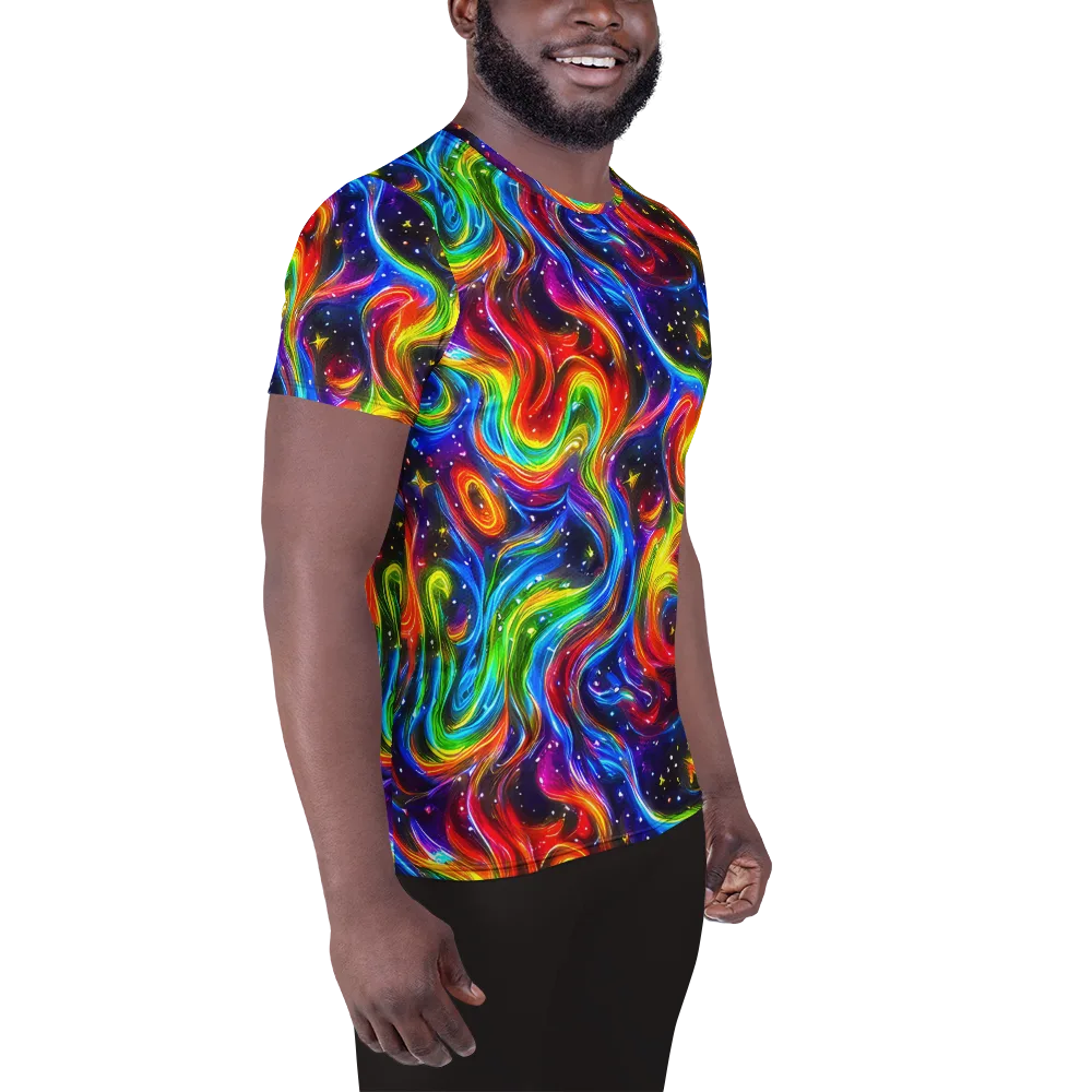 Rainbow Eclipse on Men's Athletic T-Shirt — Right