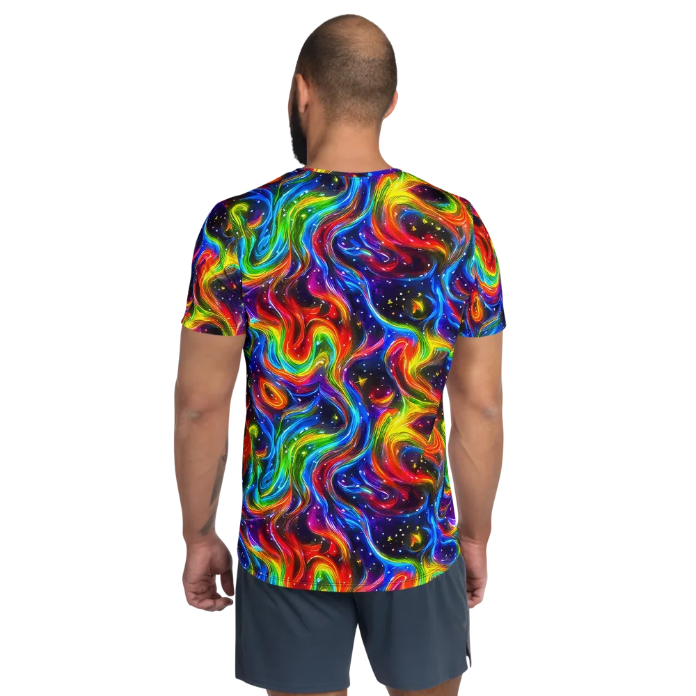 Rainbow Eclipse on Men's Athletic T-Shirt — Back