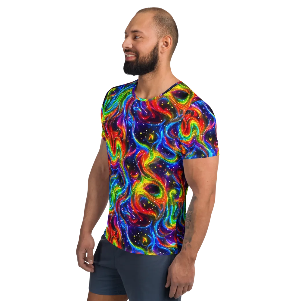 Rainbow Eclipse on Men's Athletic T-Shirt — Left