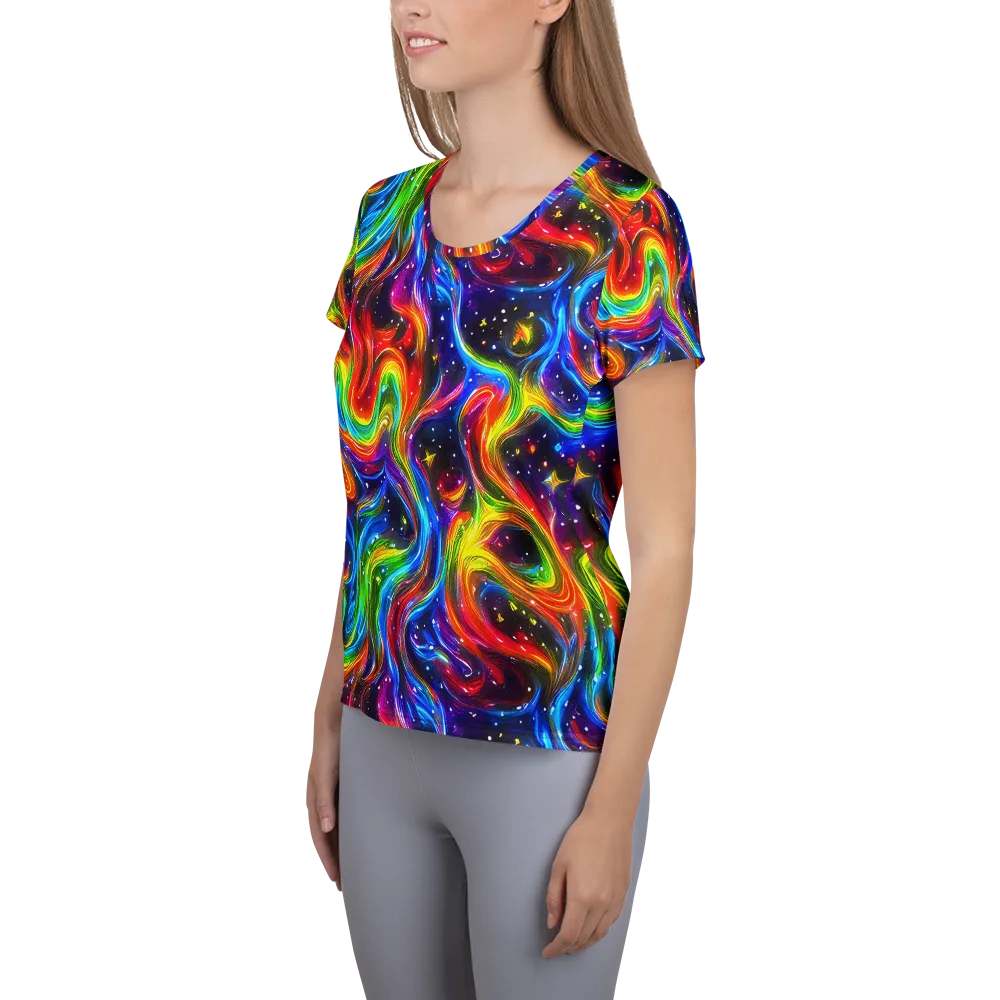 Rainbow Eclipse on Women's Athletic T-Shirt — Left