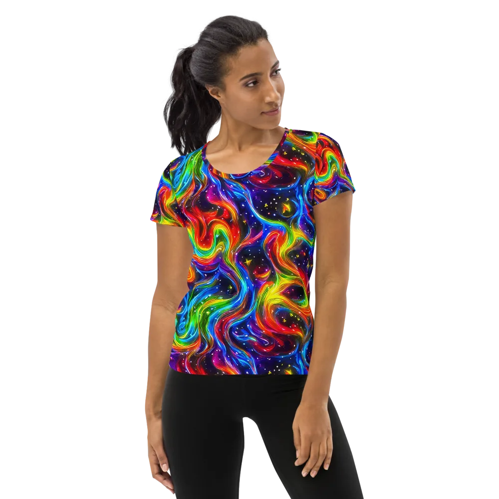 Rainbow Eclipse on Women's Athletic T-Shirt — Front