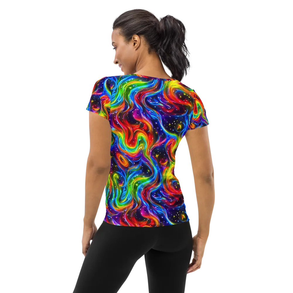 Rainbow Eclipse on Women's Athletic T-Shirt — Back