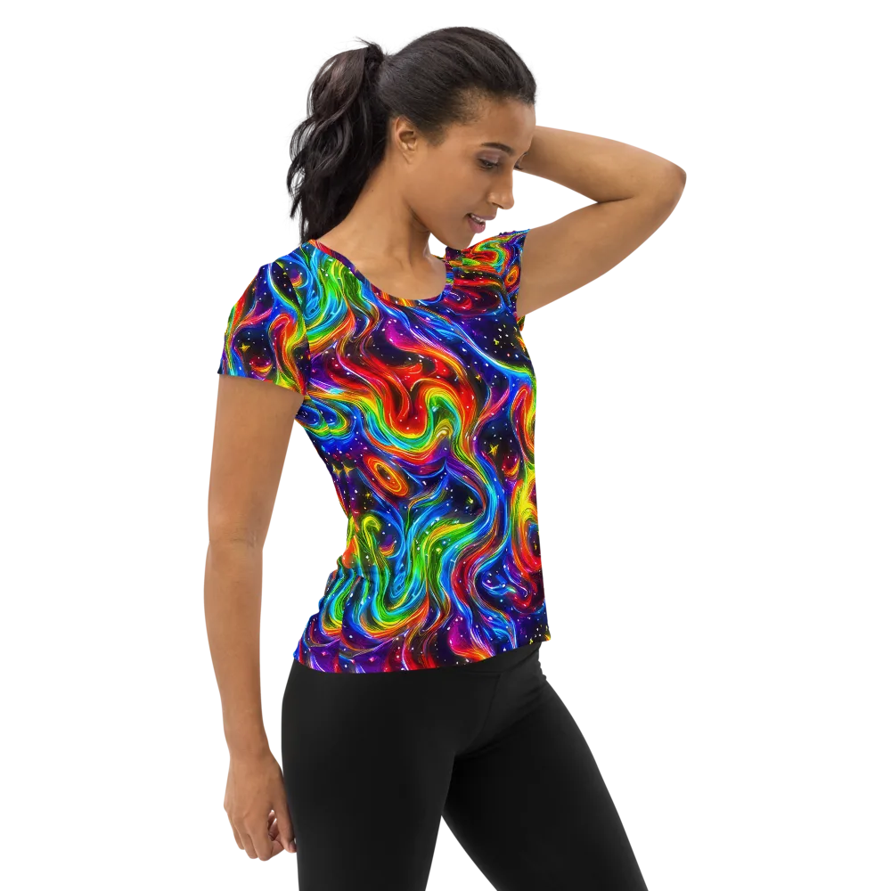 Rainbow Eclipse on Women's Athletic T-Shirt — Right