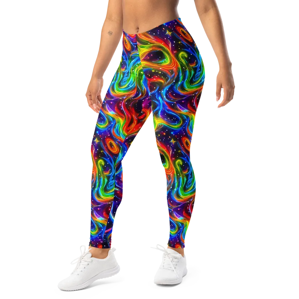 Rainbow Eclipse on Leggings — Left Front