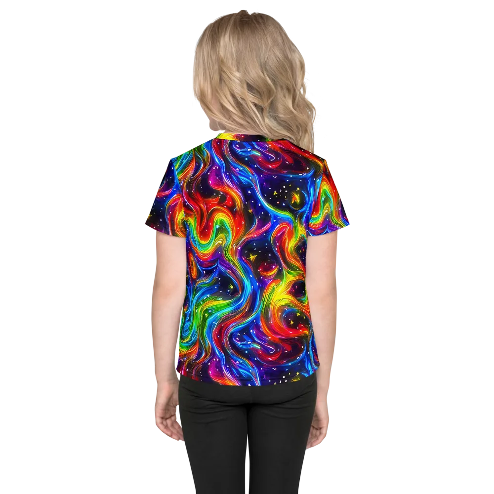 Rainbow Eclipse on Kids Crew Neck T-Shirt — Back