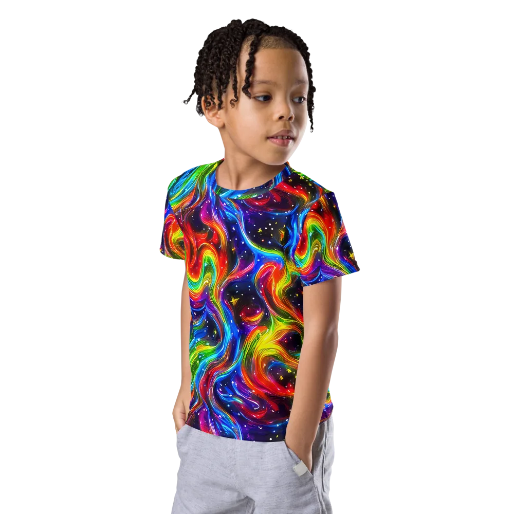 Rainbow Eclipse on Kids Crew Neck T-Shirt — Left Front