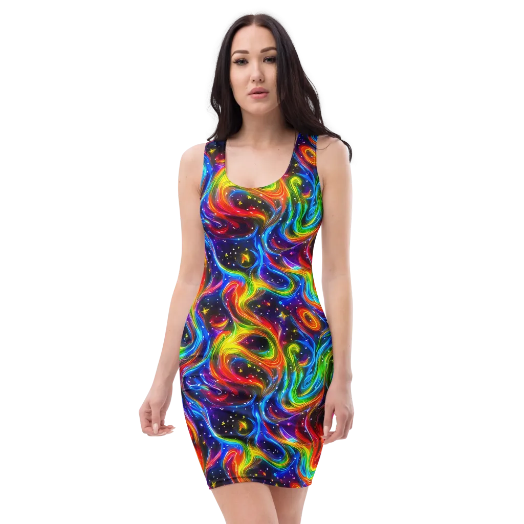 Rainbow Eclipse on Bodycon Dress — Front