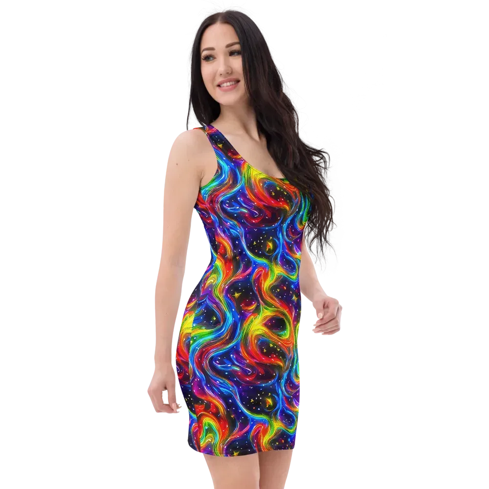 Rainbow Eclipse on Bodycon Dress — Right Front