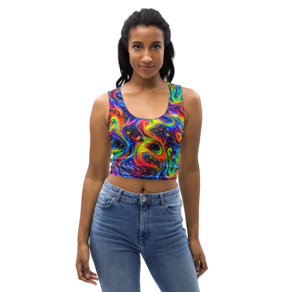 Rainbow Eclipse on Crop Top — Front