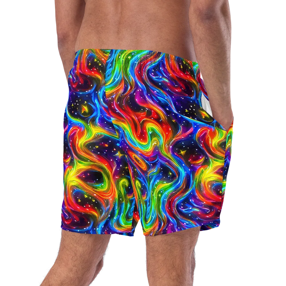 Rainbow Eclipse on Swim Trunks — Right Back
