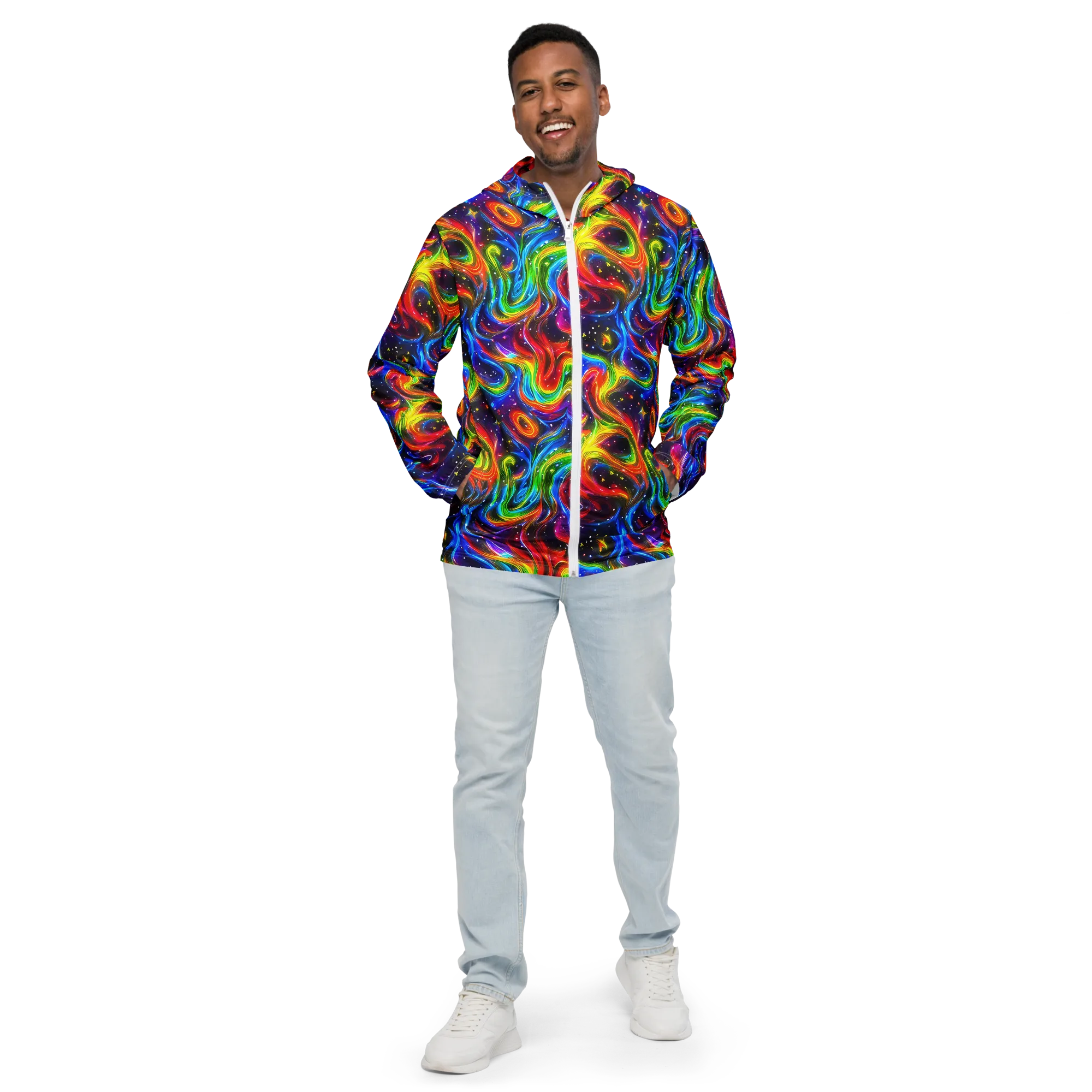 Rainbow Eclipse on Men's Windbreaker — Front