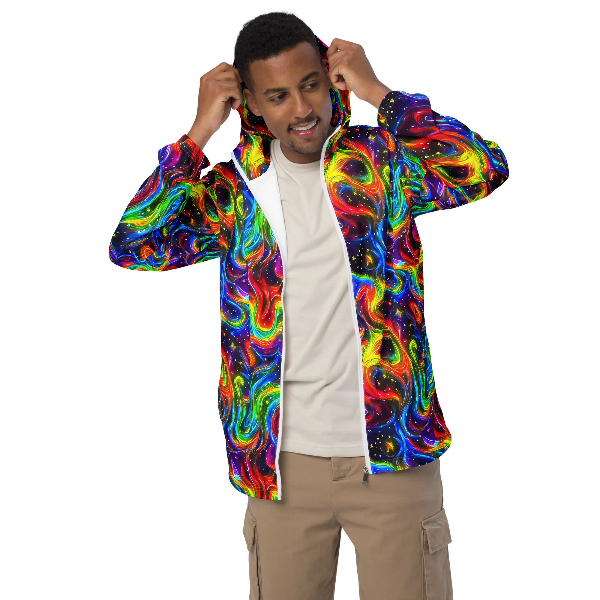 Rainbow Eclipse on Men's Windbreaker — Front