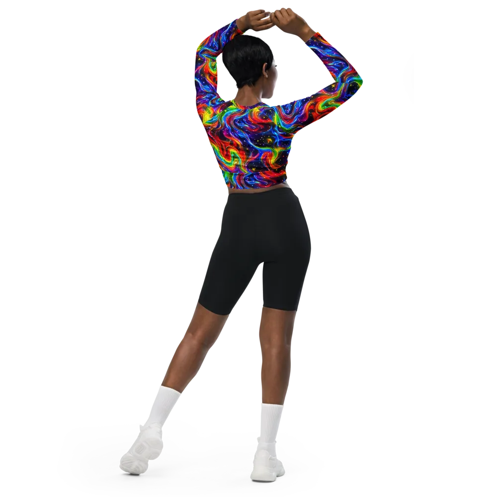 Rainbow Eclipse on Long Sleeve Crop Top — Back