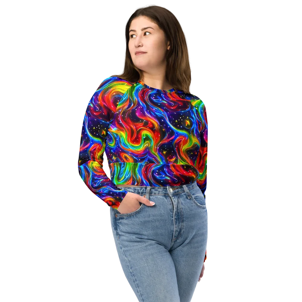 Rainbow Eclipse on Long Sleeve Crop Top — Front