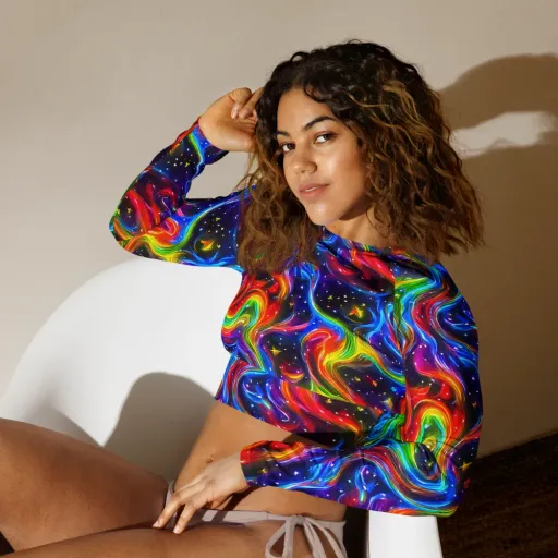 Rainbow Eclipse on a Long Sleeve Crop Top