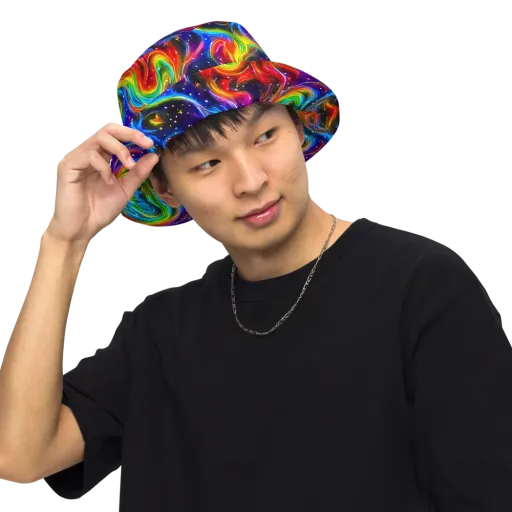 Rainbow Eclipse on a Reversible Bucket Hat