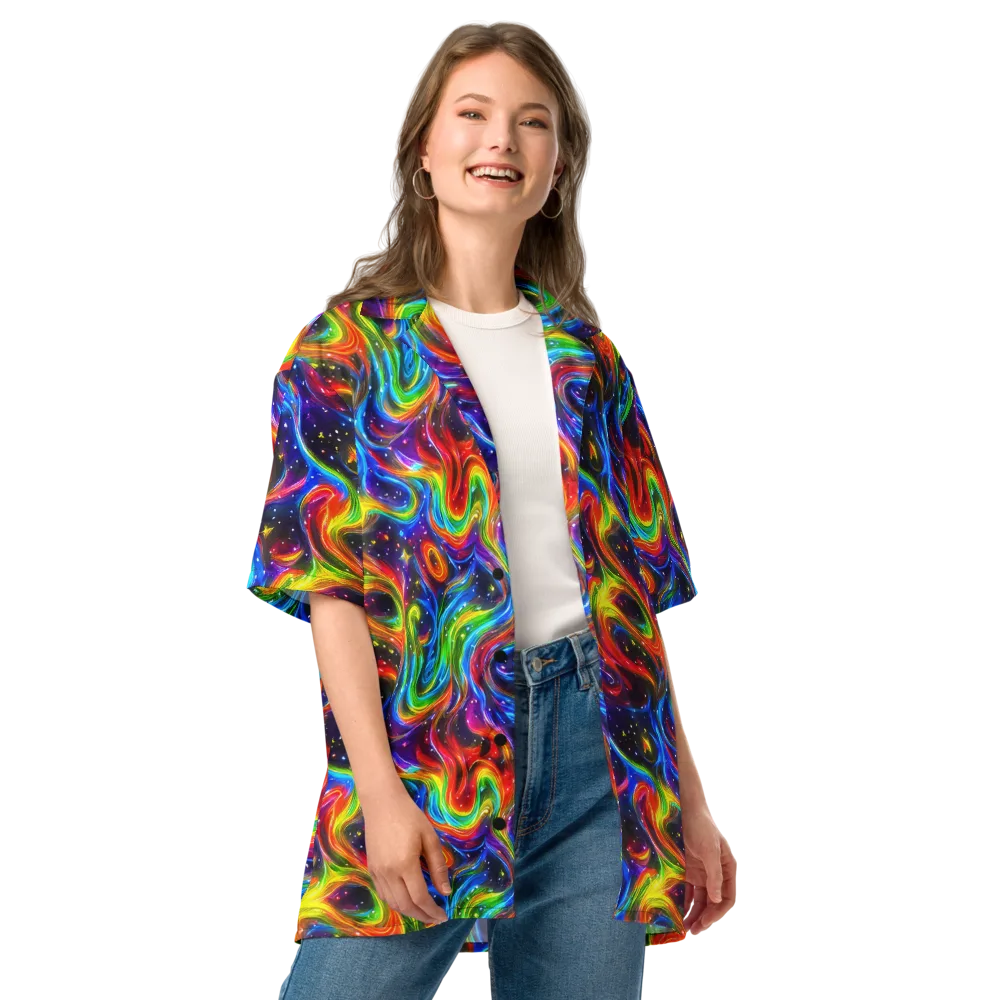 Rainbow Eclipse on Button Shirt — Front