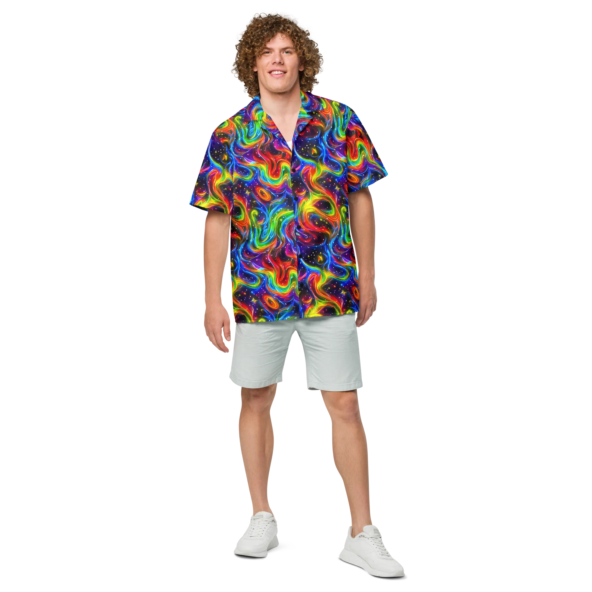 Rainbow Eclipse on Button Shirt — Front