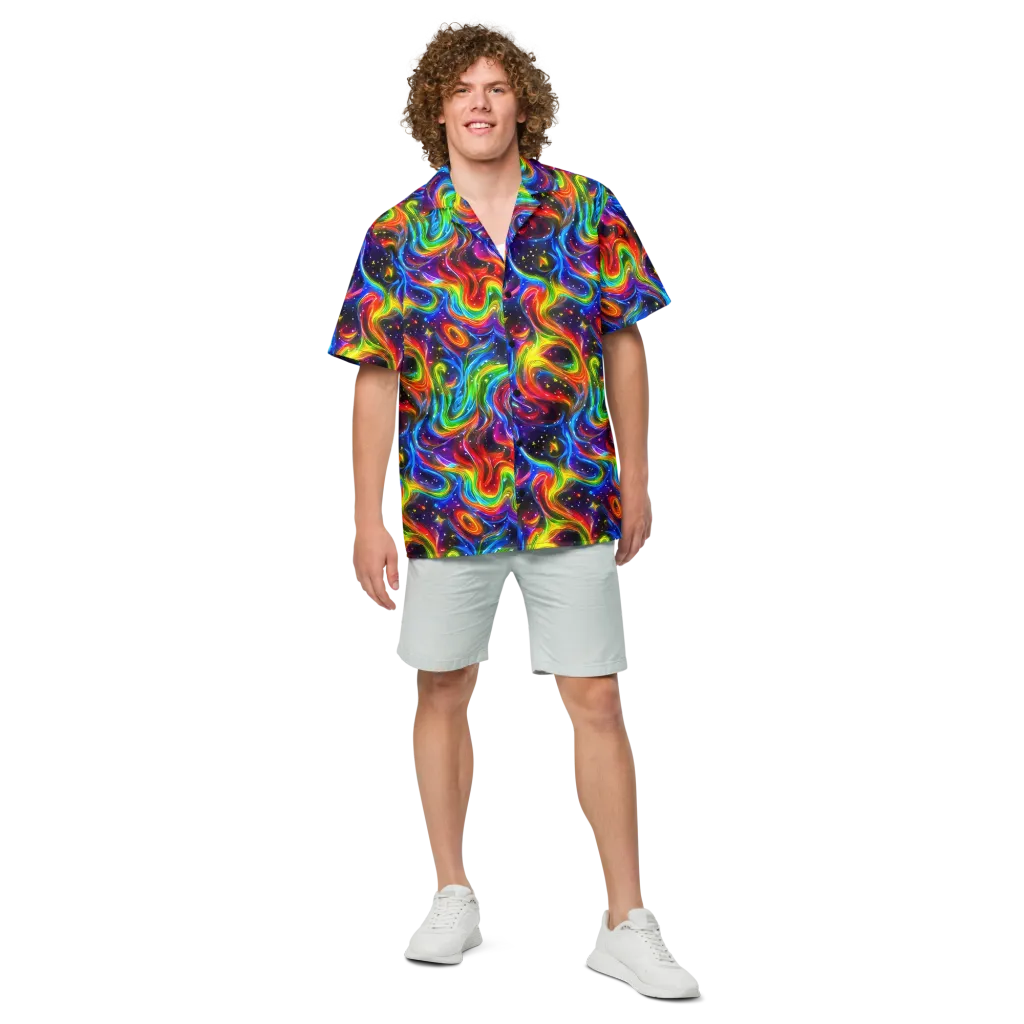 Rainbow Eclipse on Button Shirt — Front