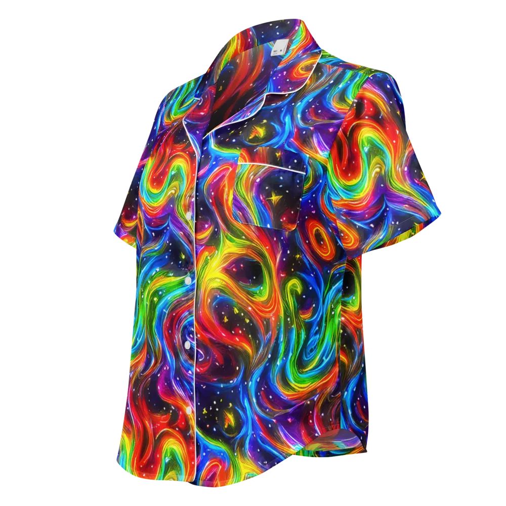 Rainbow Eclipse on Women's Short Sleeve Pajama Top — Left Front