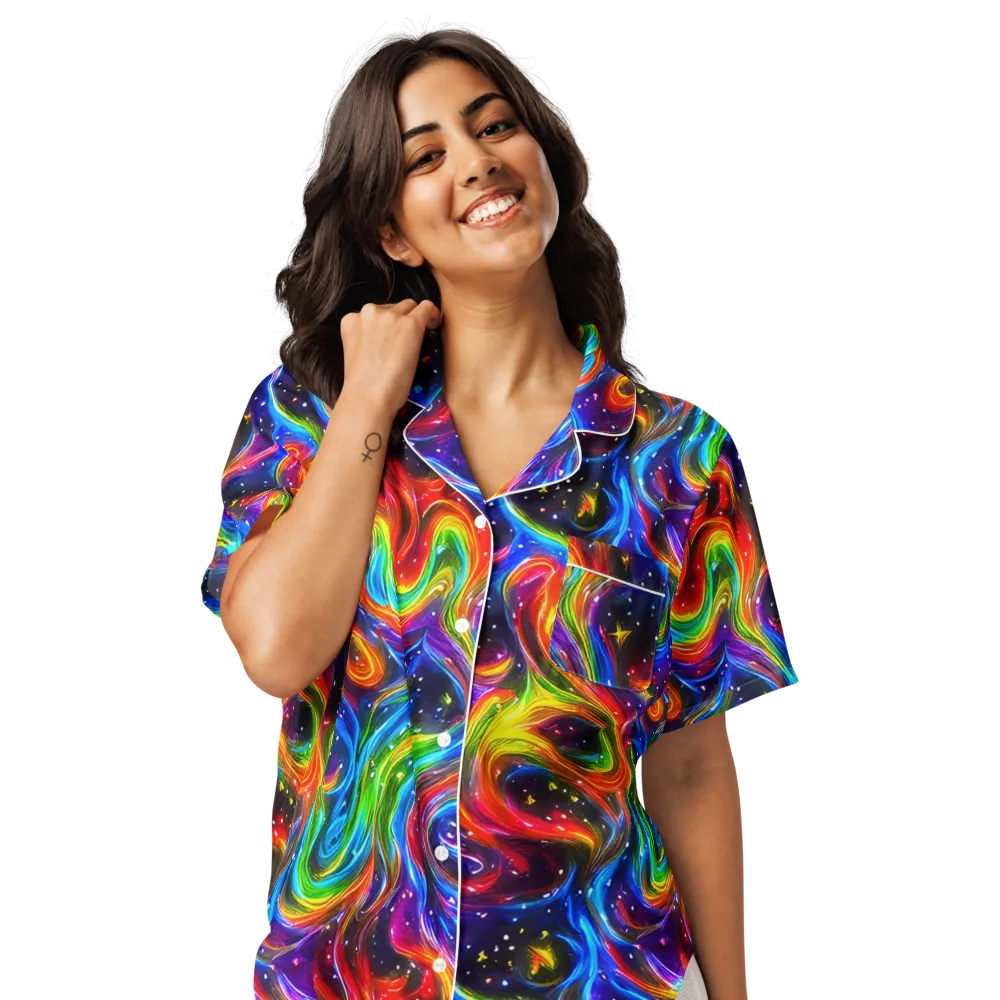 Rainbow Eclipse on Women's Short Sleeve Pajama Top — Front