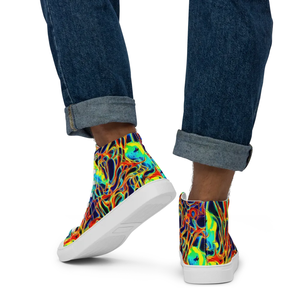 Hypercolor Vortex on Men's High Top Canvas Shoes — Back