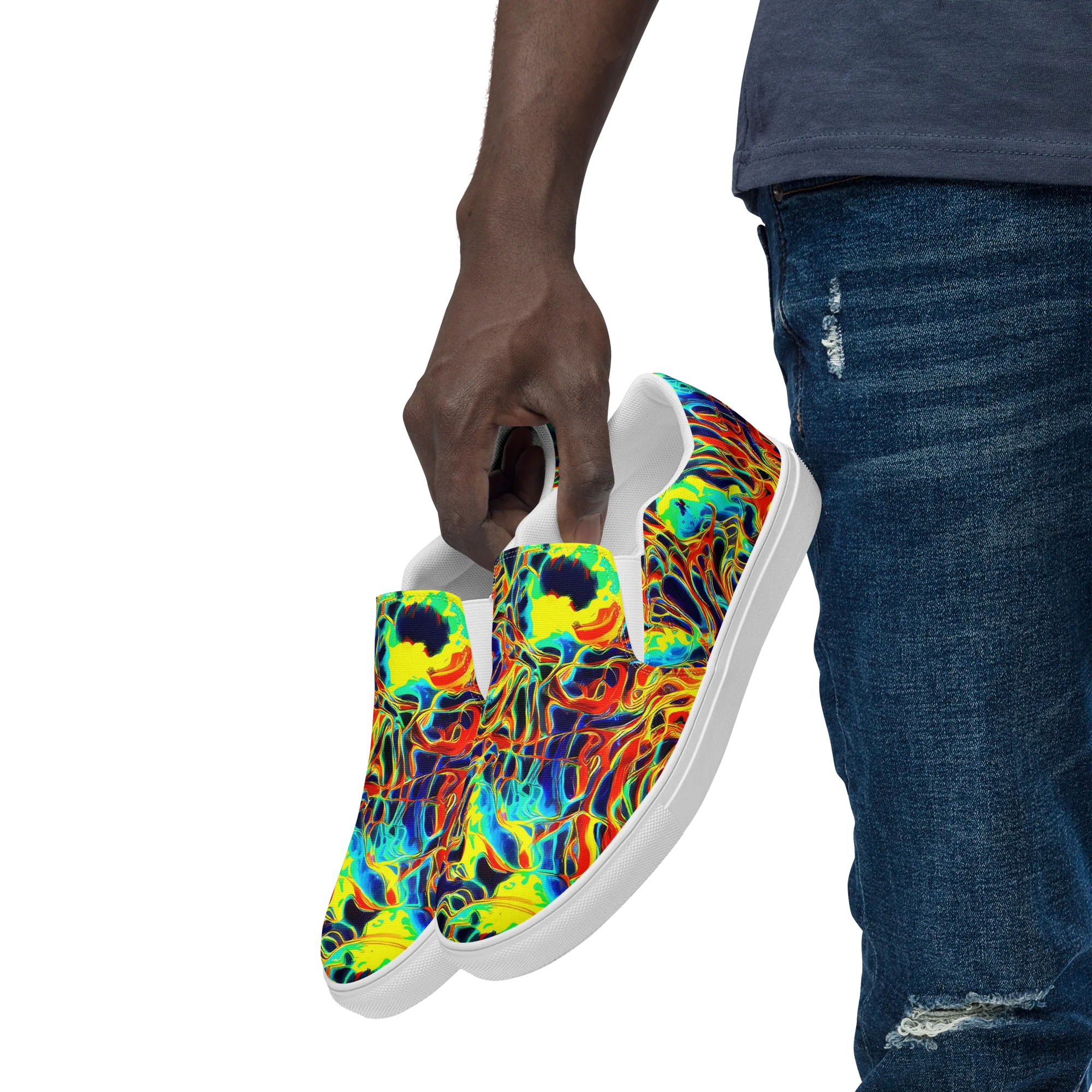 Hypercolor Vortex on Men's Slip-On Canvas Shoes — Left Front
