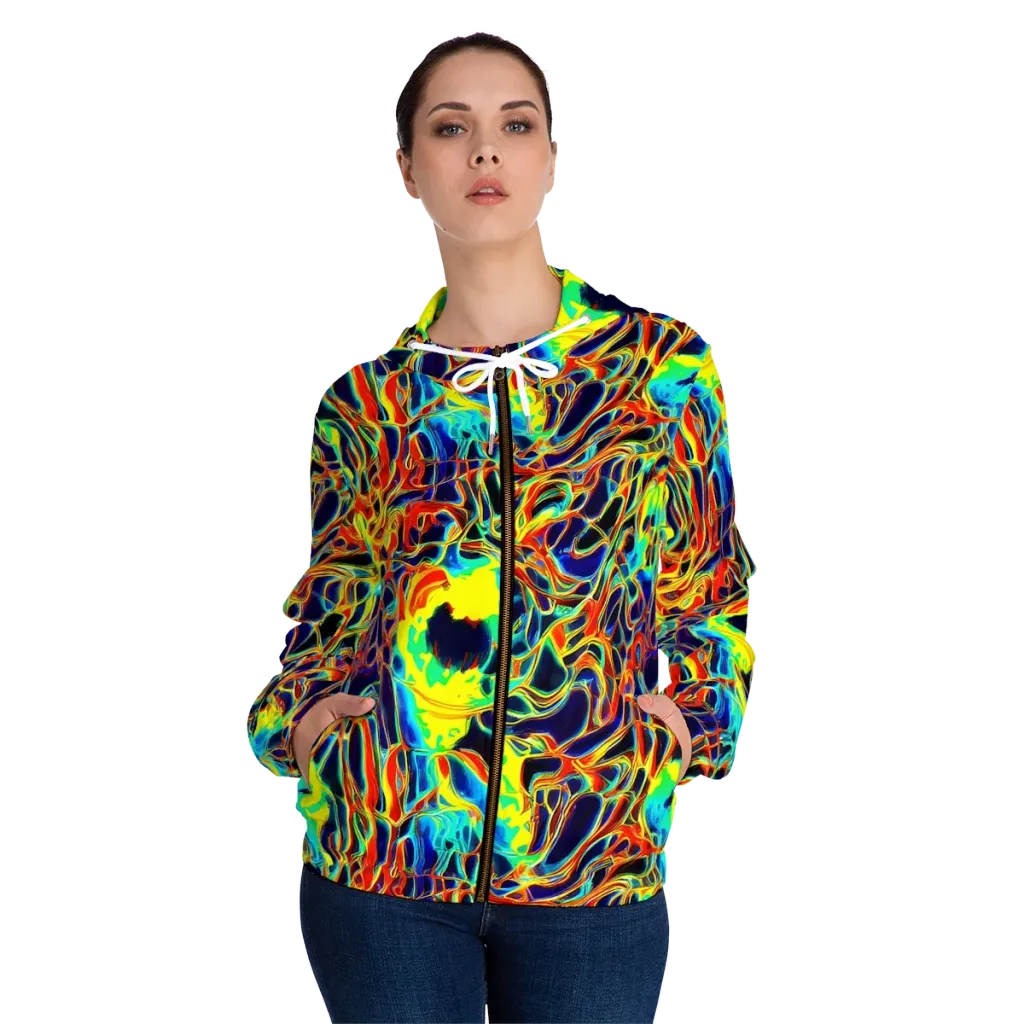Hypercolor Vortex on Women's Full-Zip Hoodie — Front On Person