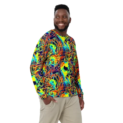 Hypercolor Vortex on a Sweatshirt