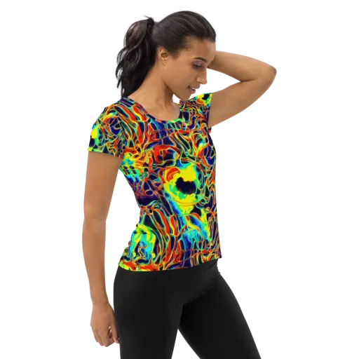 Hypercolor Vortex on a Women's Athletic T-Shirt