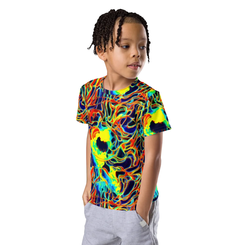 Hypercolor Vortex on Kids Crew Neck T-Shirt — Left Front