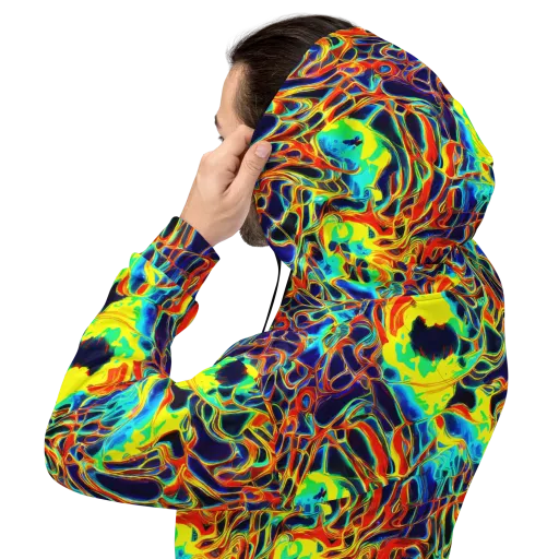 Hypercolor Vortex on a Hoodie