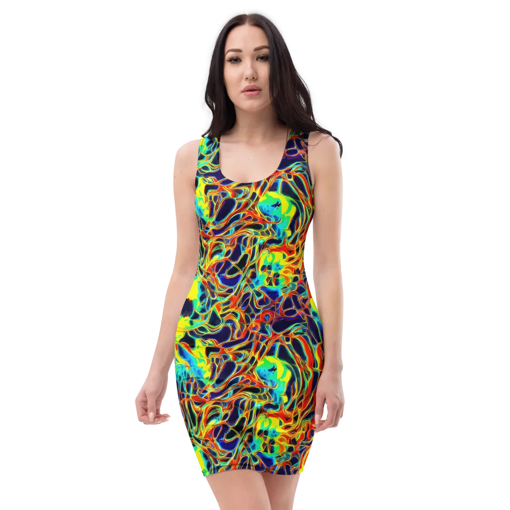 Hypercolor Vortex on Bodycon Dress — Front