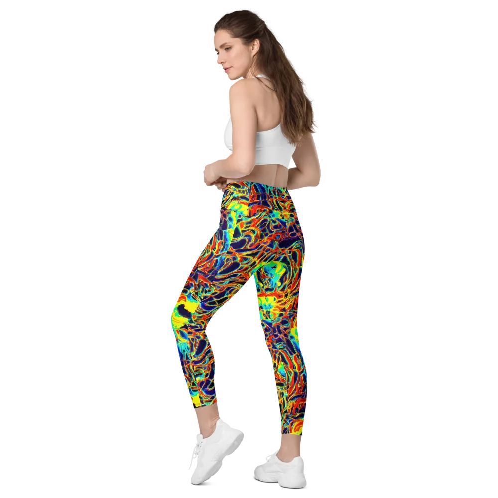 Hypercolor Vortex on Leggings with Pockets — Left Back