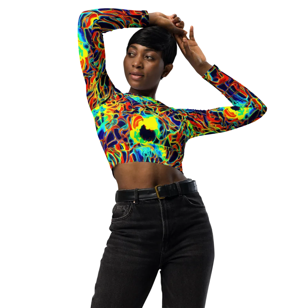 Hypercolor Vortex on Long Sleeve Crop Top — Front