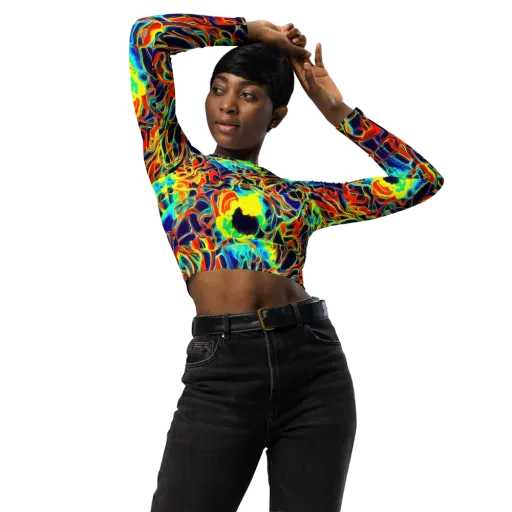Hypercolor Vortex on a Long Sleeve Crop Top