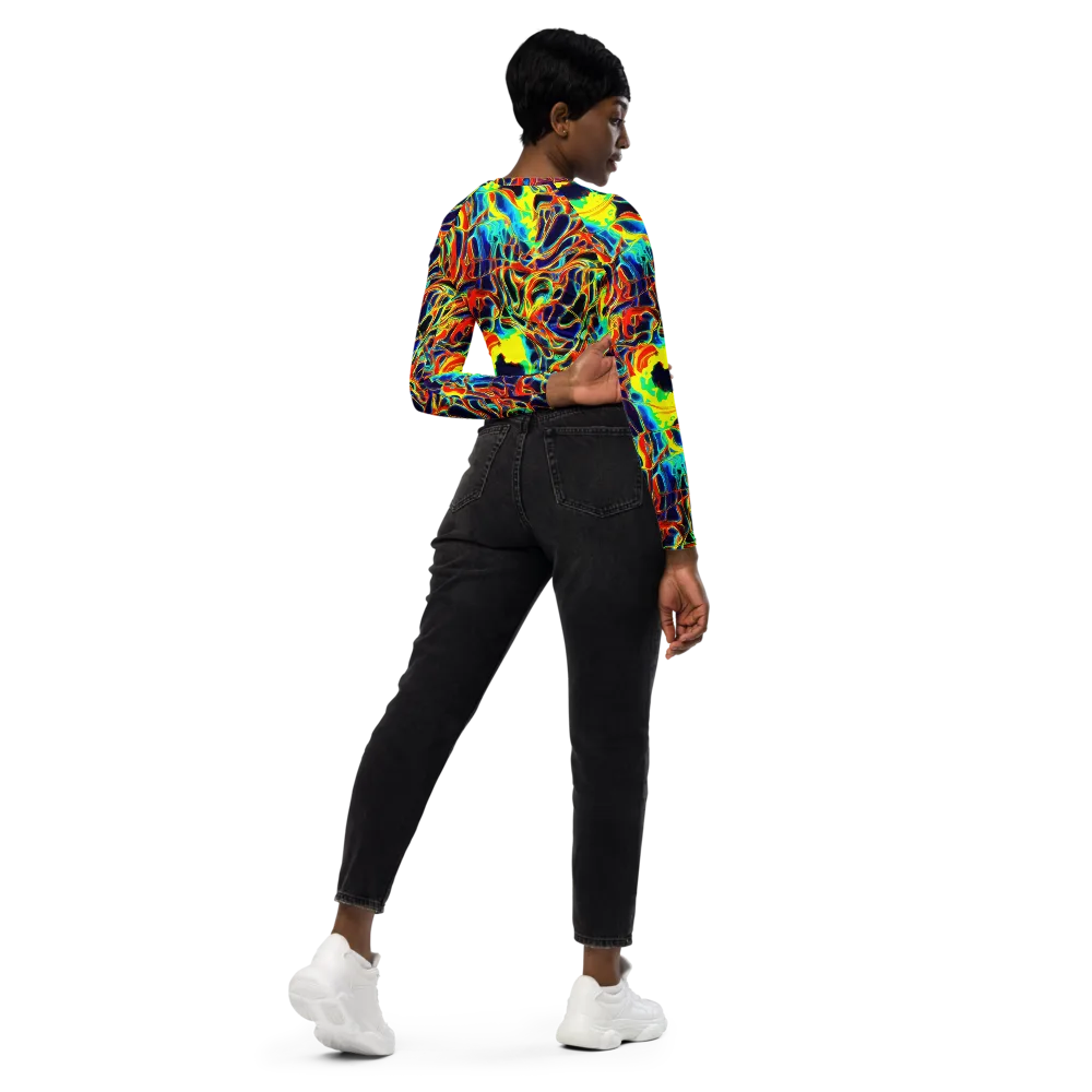 Hypercolor Vortex on Long Sleeve Crop Top — Right Back